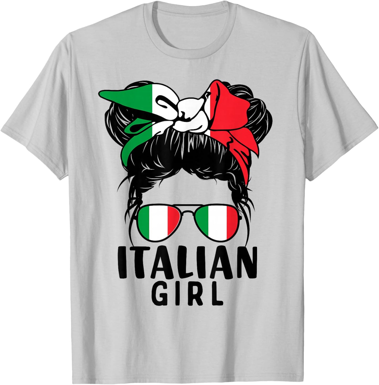 Italian Girl Messy Hair Italy Pride Patriotic Kids T-Shirt - T-Shirt | Ash
