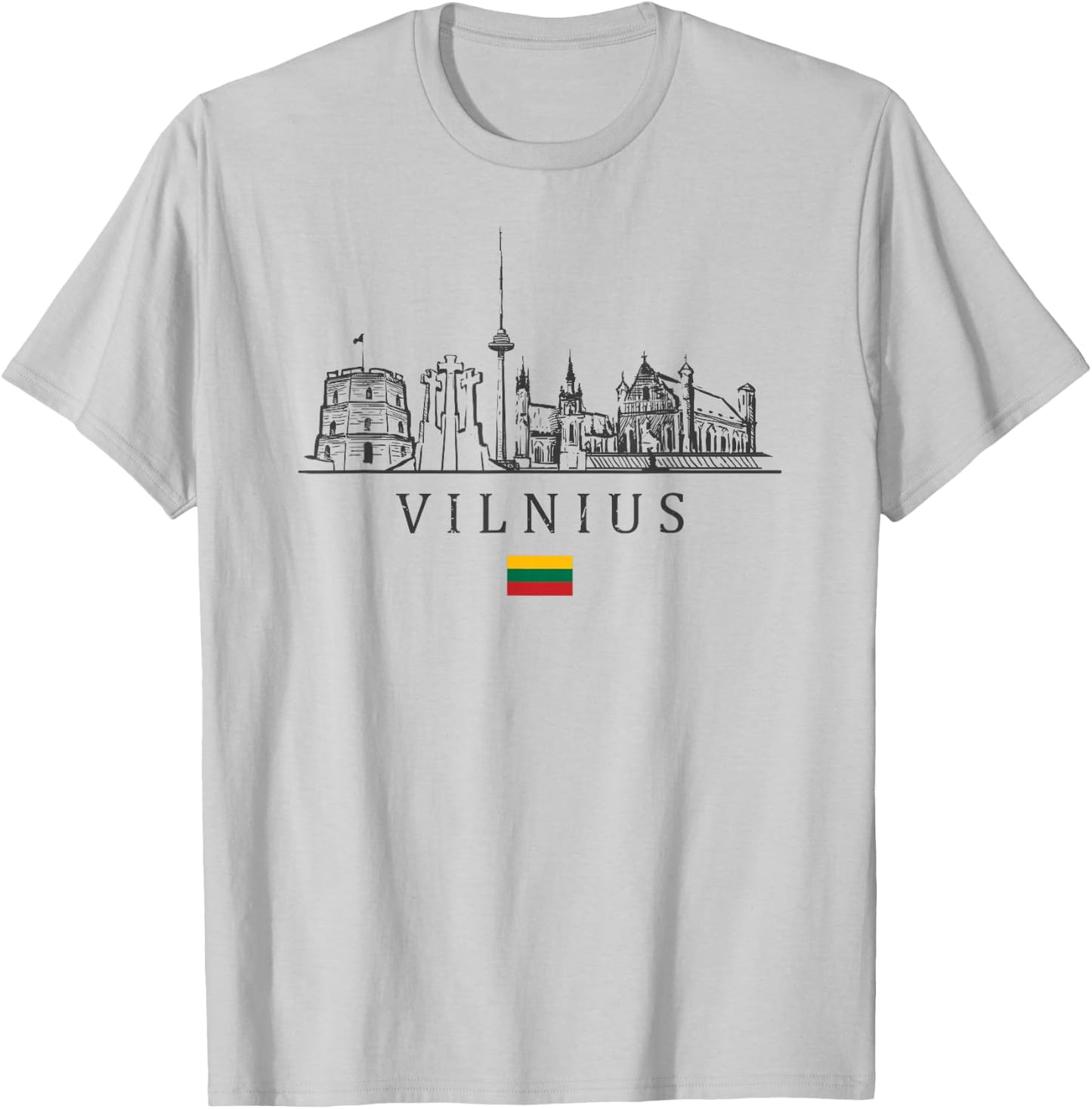 Vintage Vilnius Lithuania Vacation | Lithuania Lover T-Shirt - T-Shirt | Ash