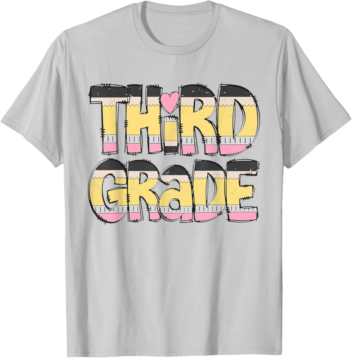 Pencil Letter Teacher Student Third Grade Back To School T-Shirt - T-Shirt | Ash