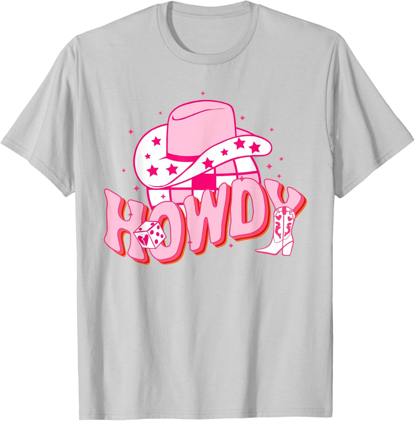 Howdy Southern Western Girl Country Rodeo Pink Cowgirl Disco T-Shirt - T-Shirt | Ash