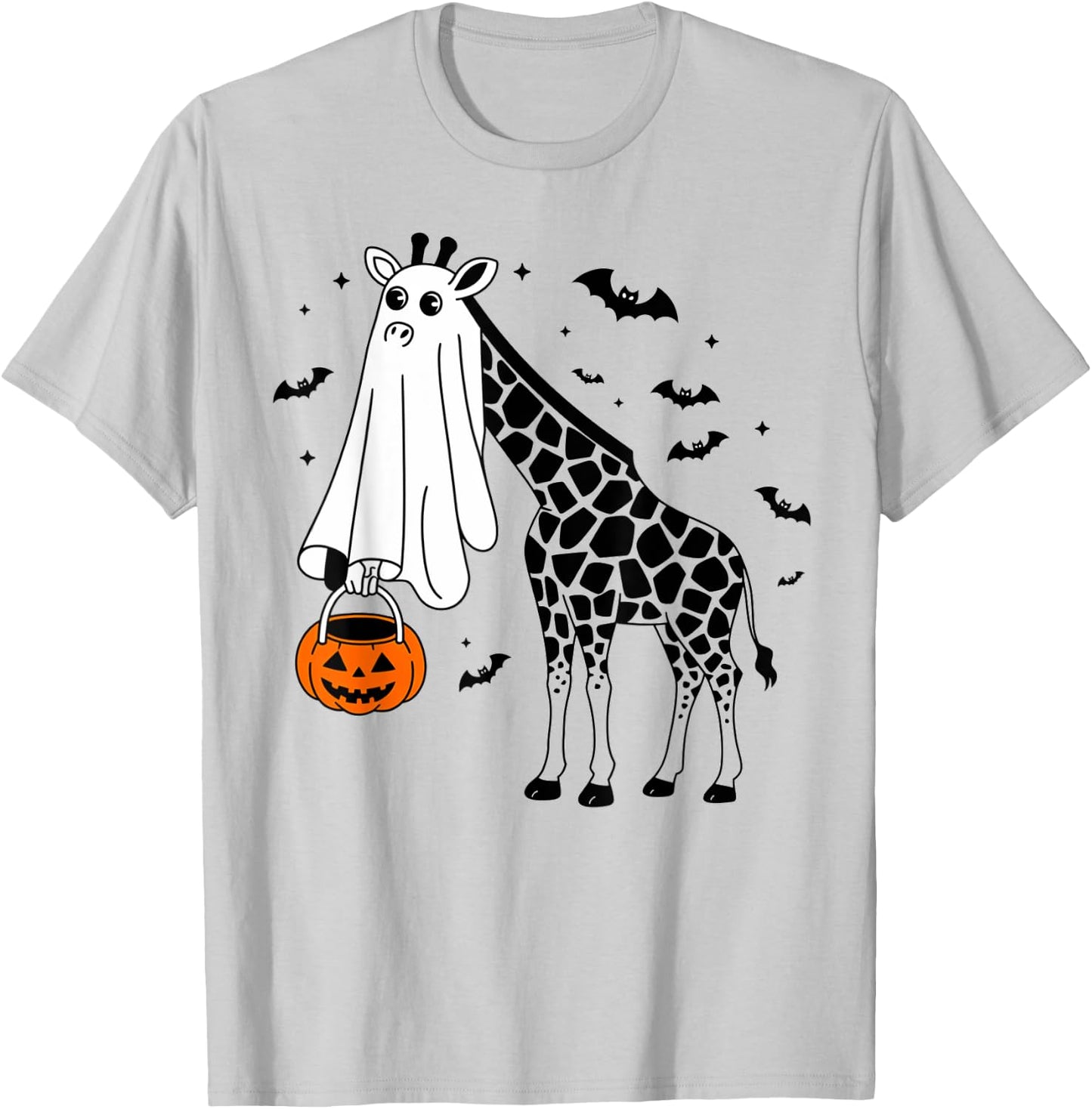 Funny Halloween Giraffe Ghost Costume Trick Or Treat T-Shirt - T-Shirt | Ash