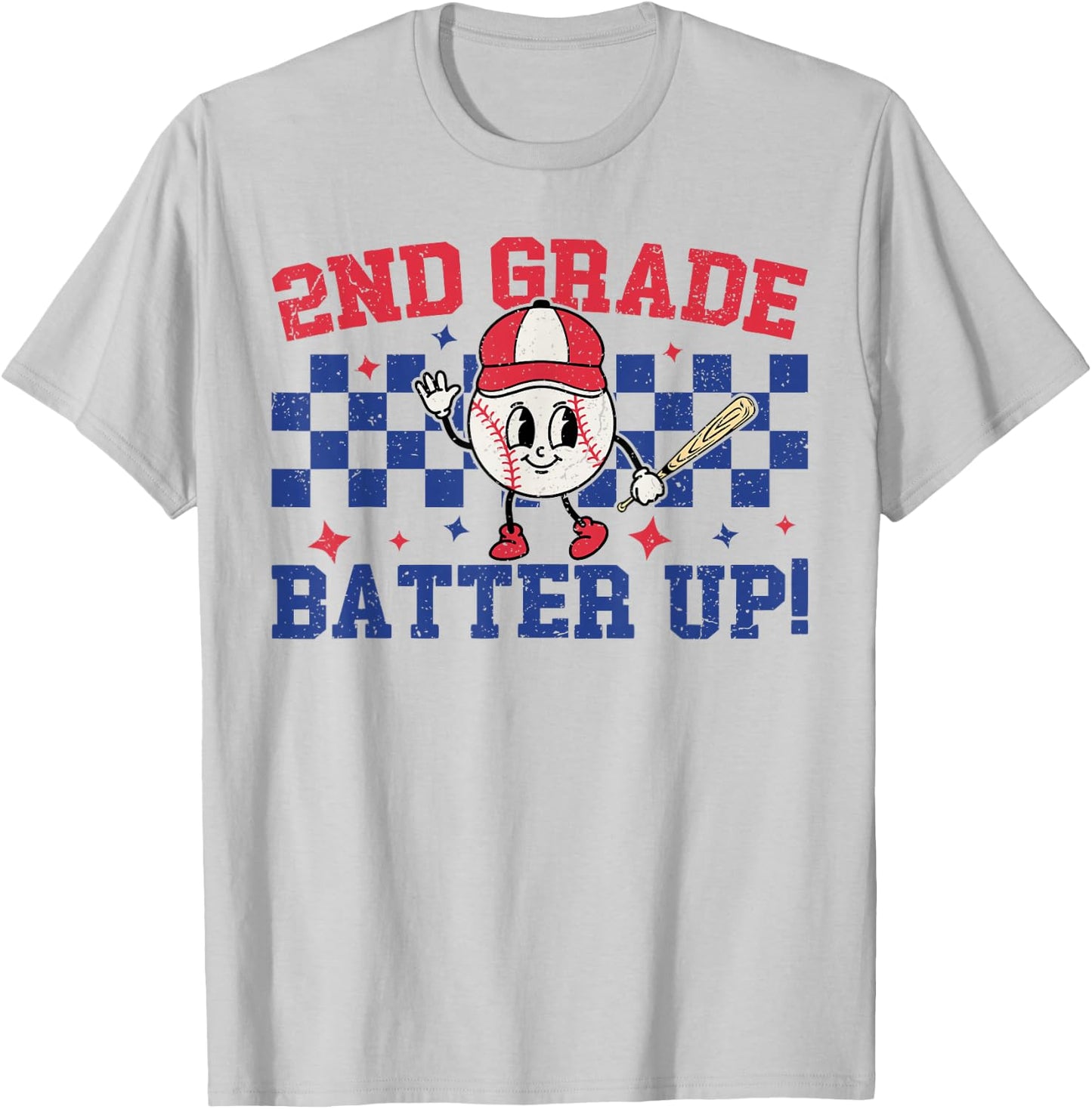2nd Grade Batter Up Back To School Baseball Teacher Kids T-Shirt - T-Shirt | Ash