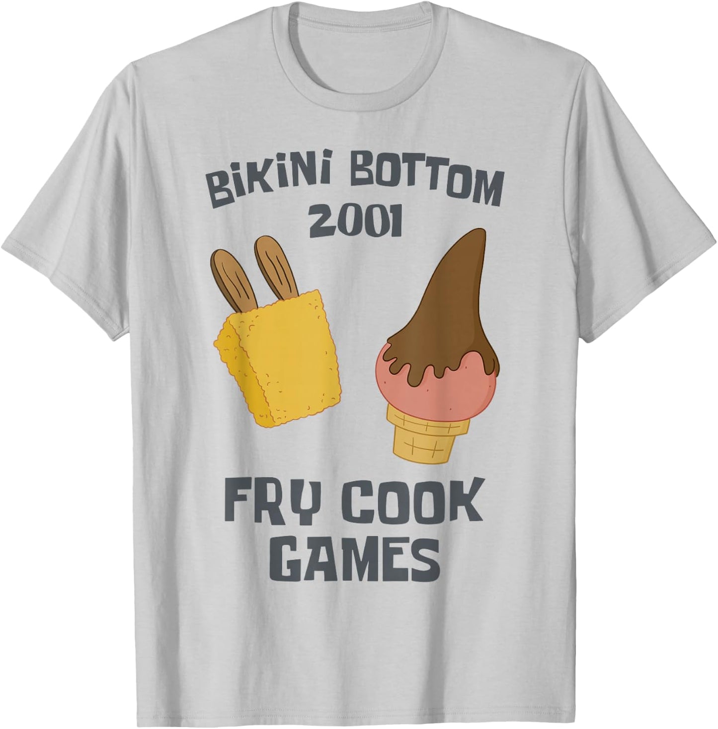 SpongeBob SquarePants Bikini Bottom 2001 Fry Cook Games T-Shirt - T-Shirt | Ash