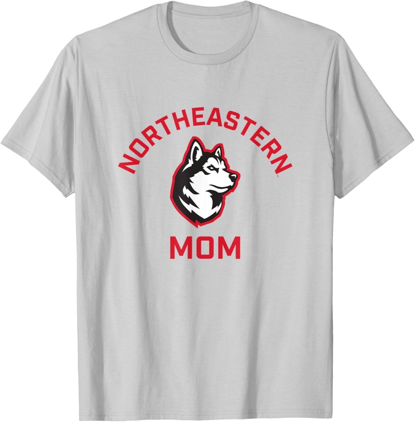 Campus Lab Northeastern University NEU Huskies Arched Mom - Grey, -Adults, Short Sleeve, , Small T-Shirt - T-Shirt | Ash