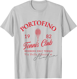 Portofino Tennis Club Italy Vintage Sport Aesthetic T-Shirt - T-Shirt | Ash