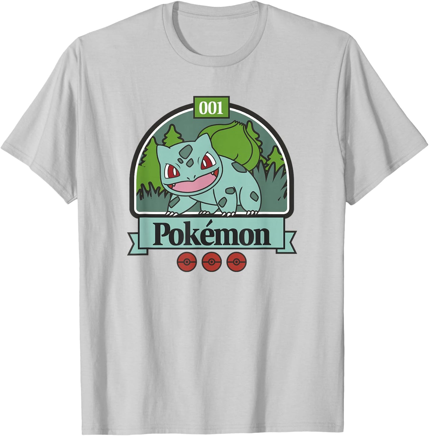 Pokémon 001 Bulbasaur Outdoor Adventure Grassy Park Badge T-Shirt - T-Shirt | Ash