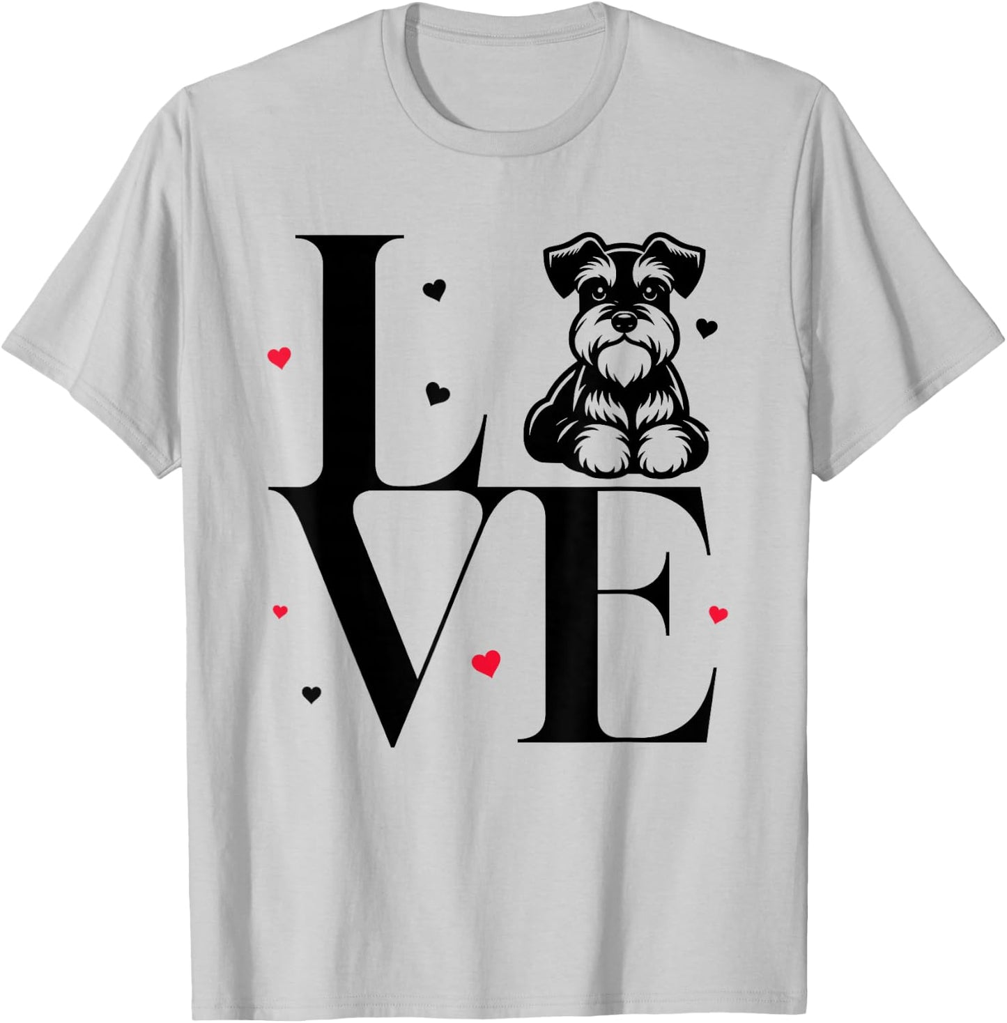 Cute I Love My Miniature Schnauzer Dog Mom Dad T-Shirt - T-Shirt | Ash