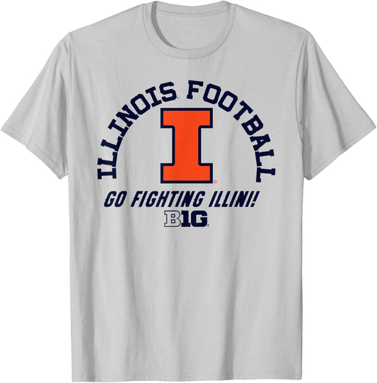 Illinois Fighting Illini Big 10 Football Officially Licensed T-Shirt - T-Shirt | Ash