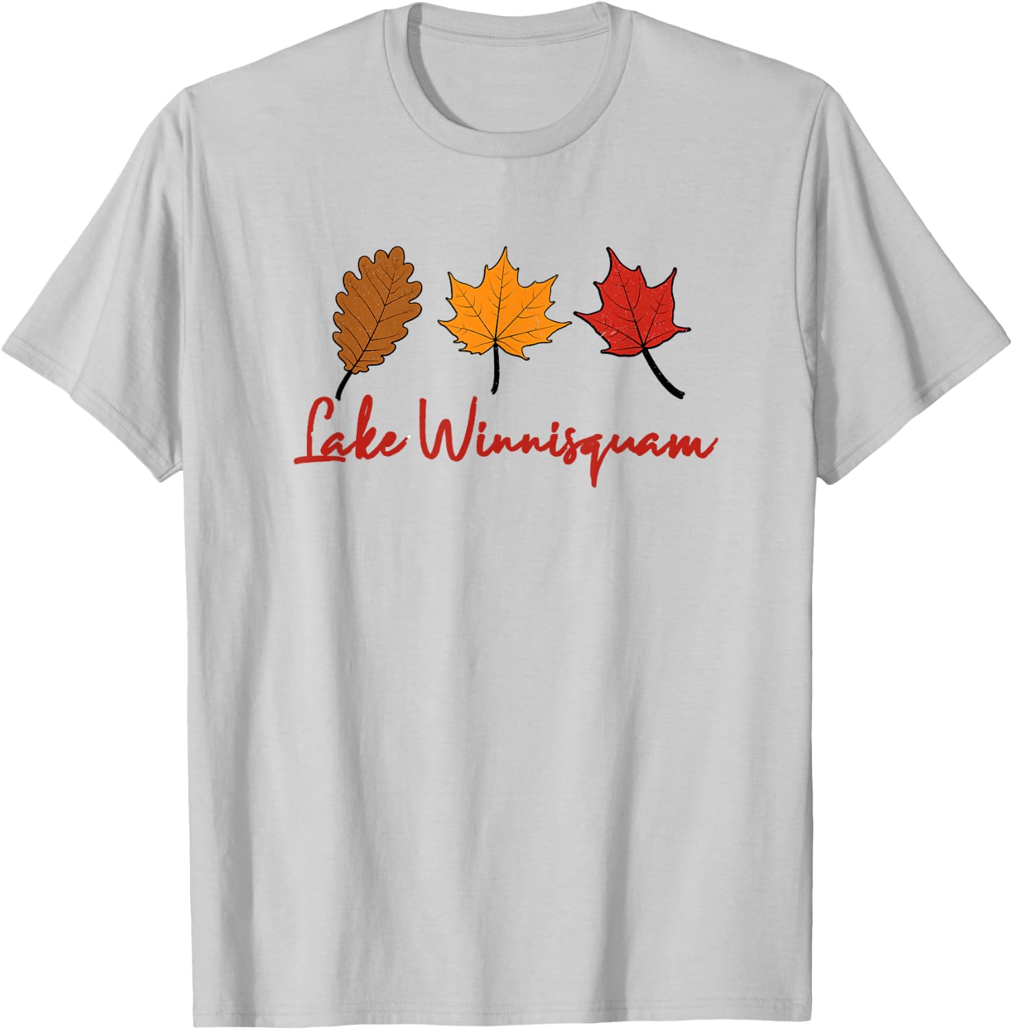 Lake Winnisquam Fall Foliage Autumn Leaf Peeping Oak Maple T-Shirt - T-Shirt | Ash