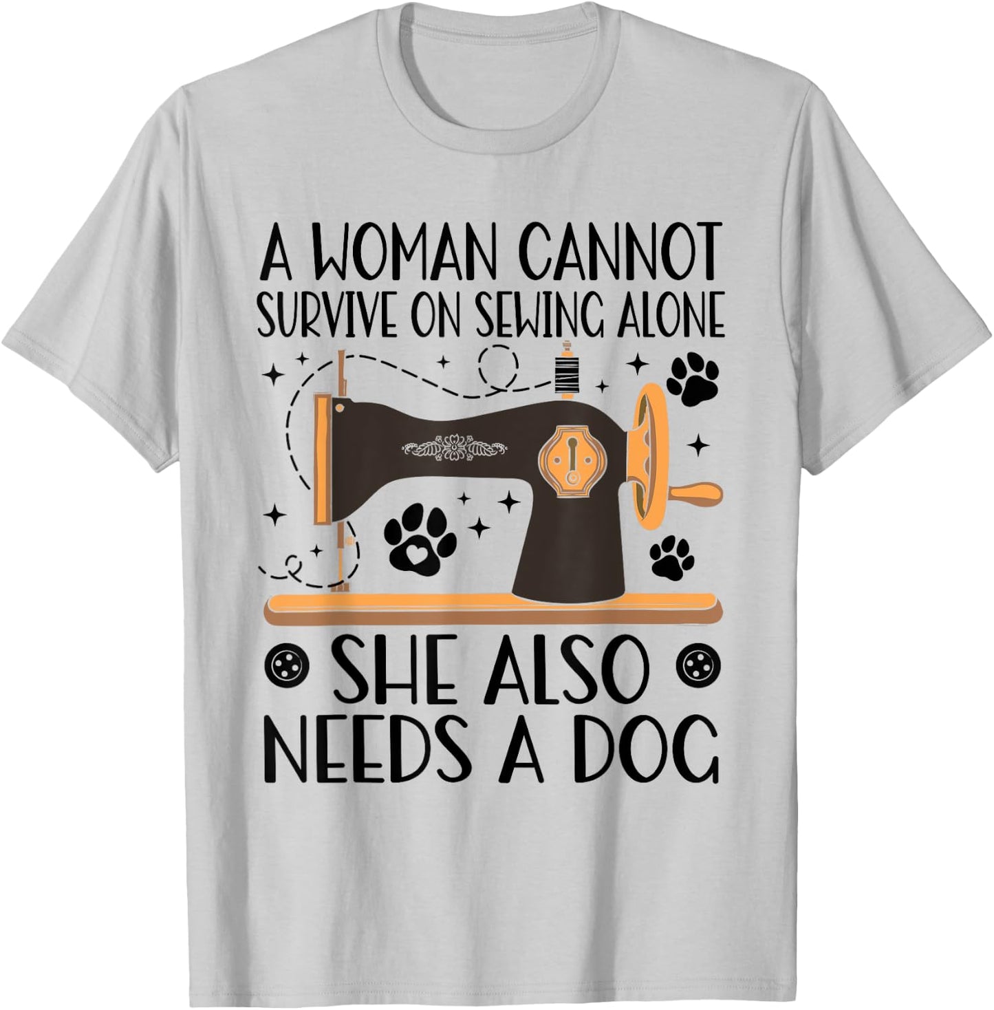 Funny Sewing Dog Lover Quilting Fabric Tailor Sewer Quilter Women Kids T-Shirt - T-Shirt | Ash