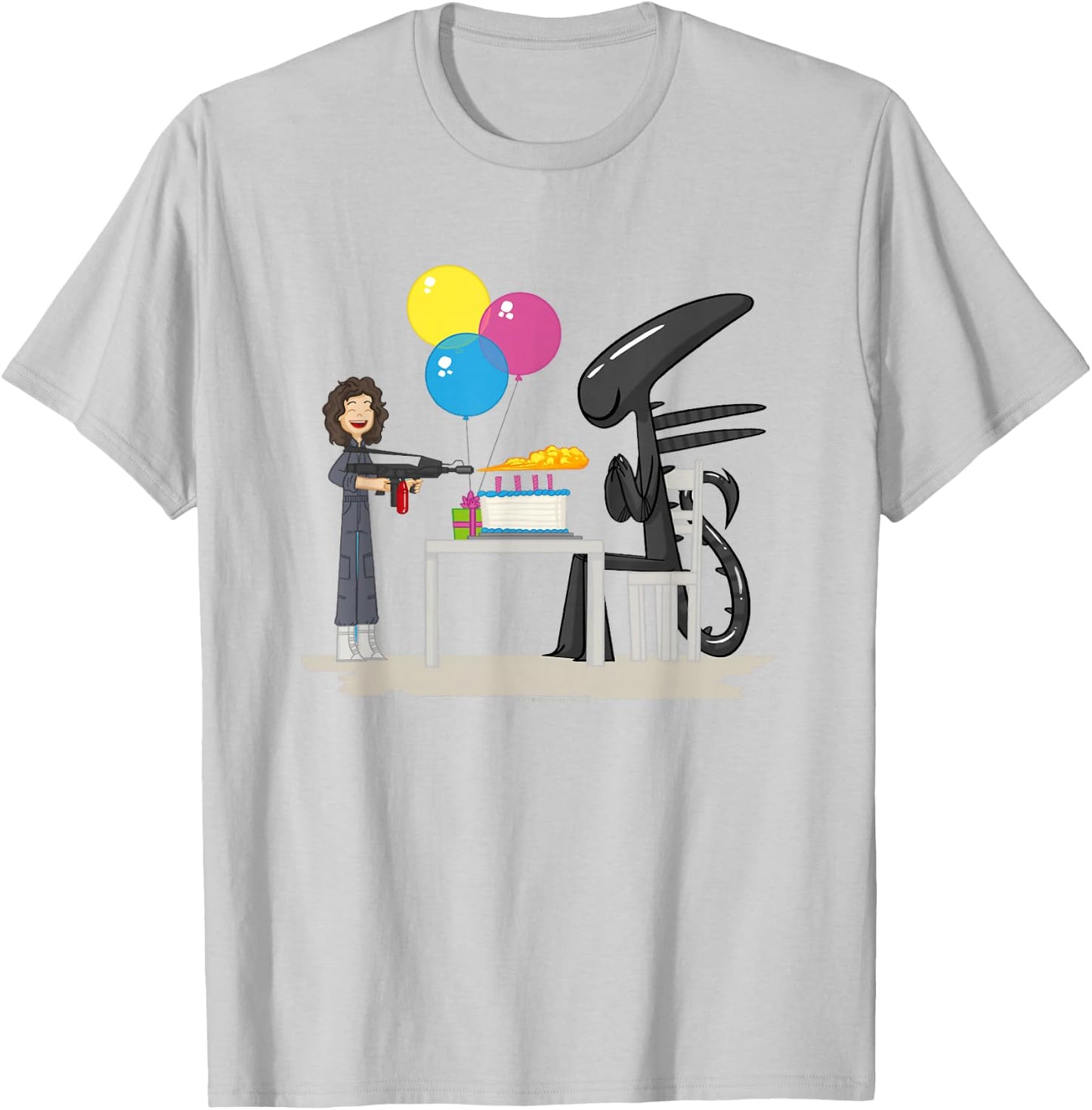 Aliens Happy Birthday Xen Cute Animated Big Chest Logo T-Shirt - T-Shirt | Ash
