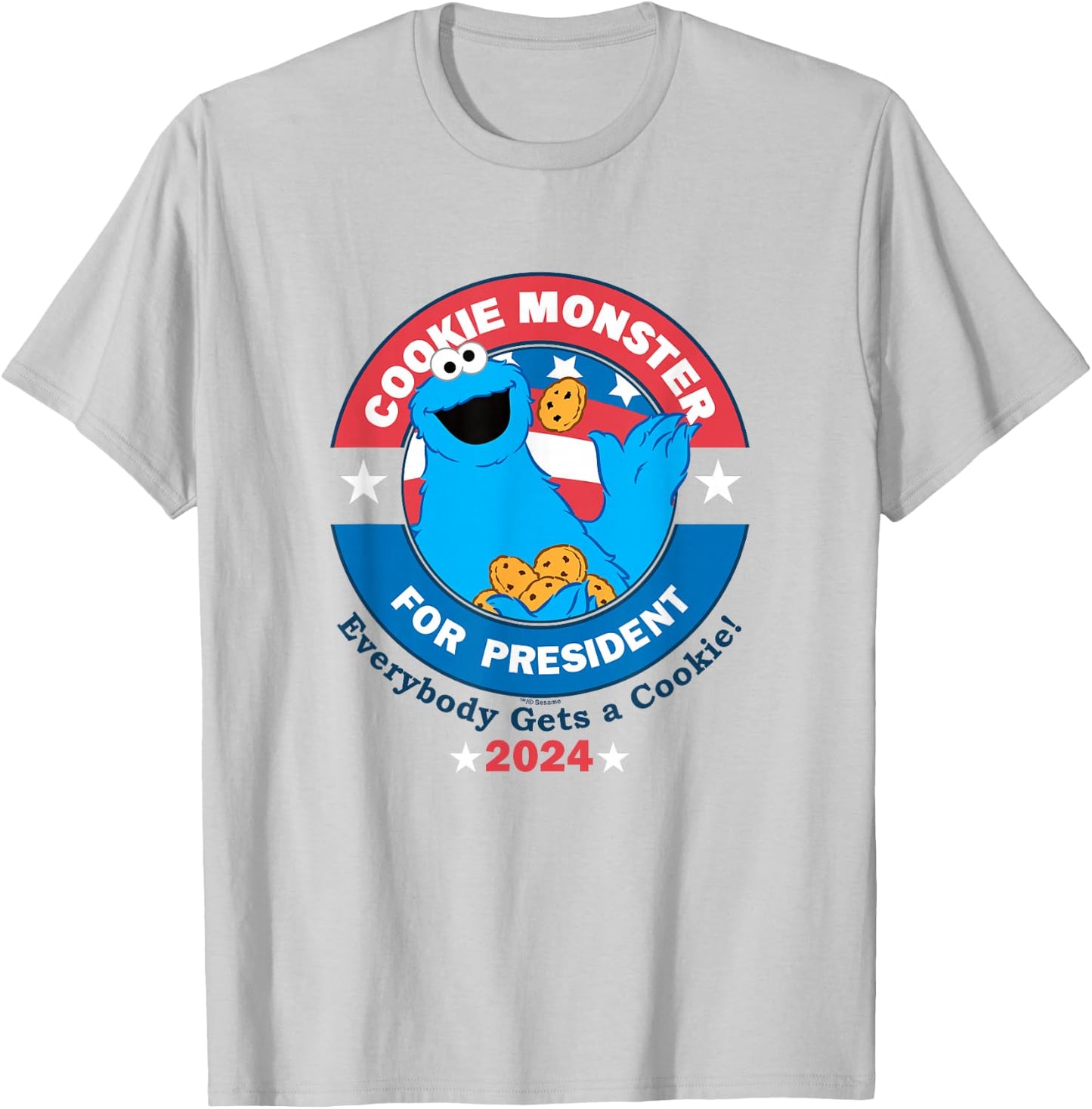 Sesame Street Cookie Monster for President T-Shirt - T-Shirt | Ash