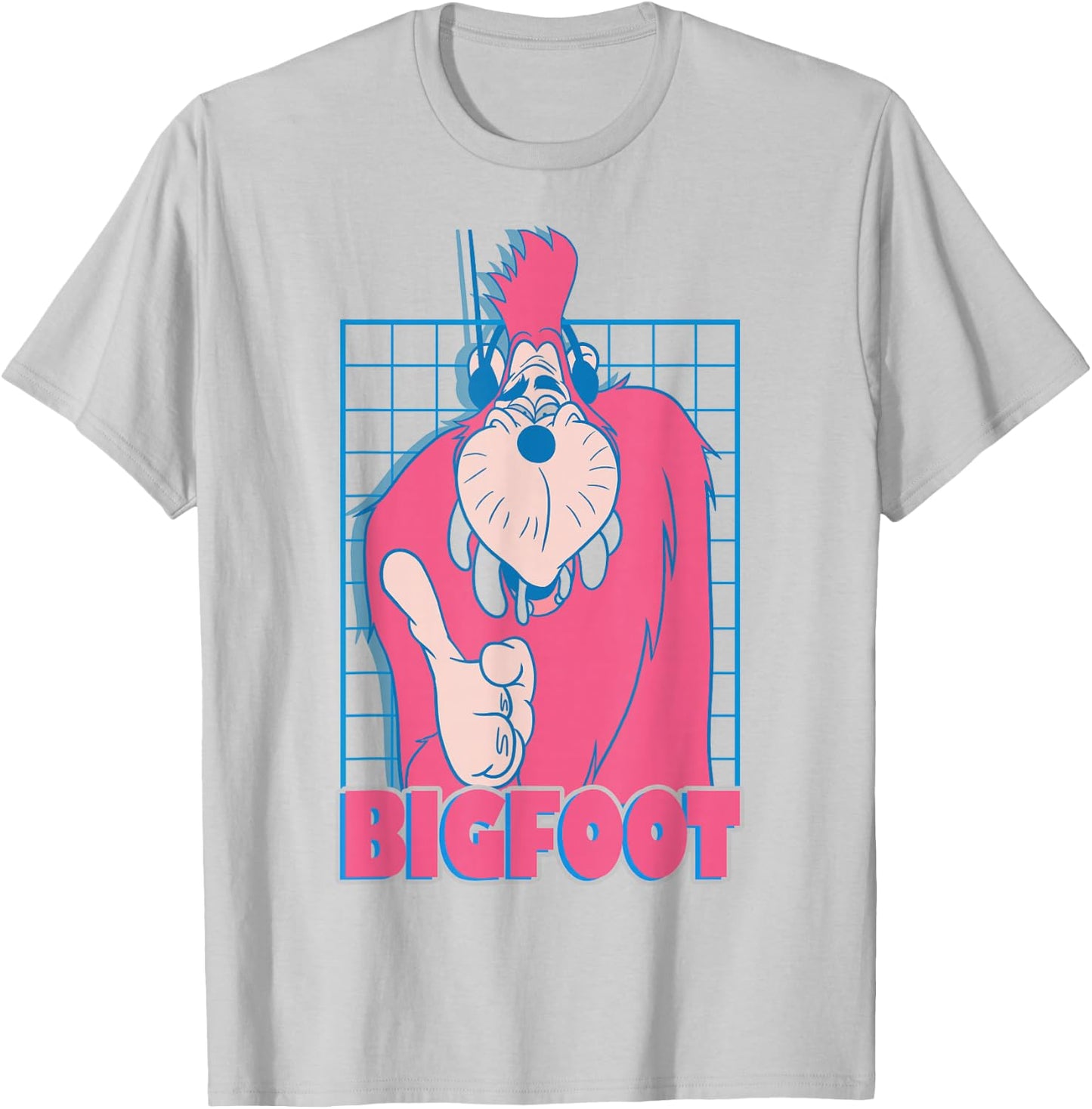 Disney A Goofy Movie Retro Vintage Neon Bigfoot Grid T-Shirt - T-Shirt | Ash