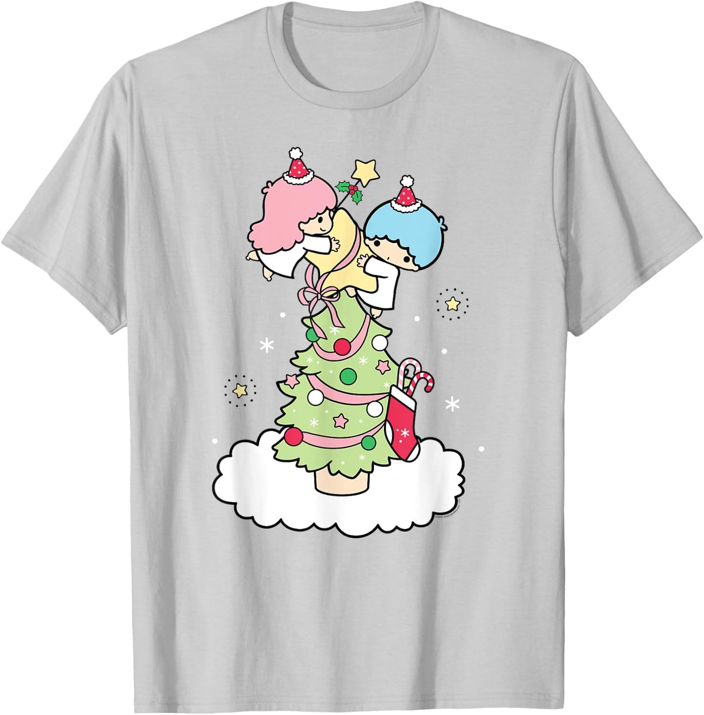 Little Twin Stars Christmas Tree T-Shirt - T-Shirt | Ash