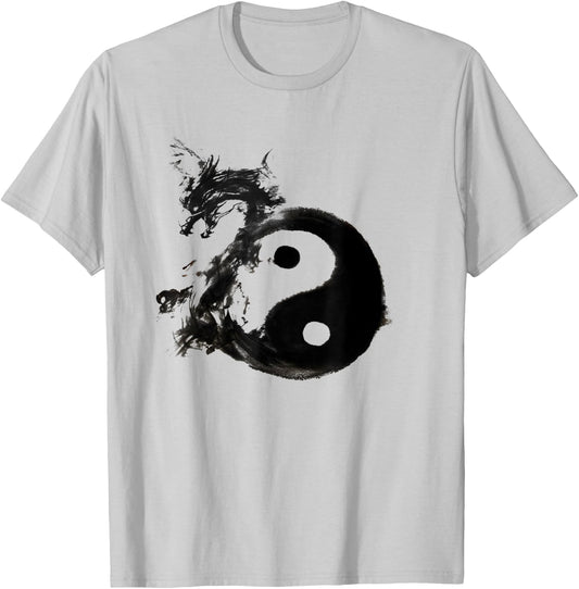 Tai Chi Flow Water Ink Chi Yin Yang Dragon Lunar New Year T-Shirt - T-Shirt | Ash