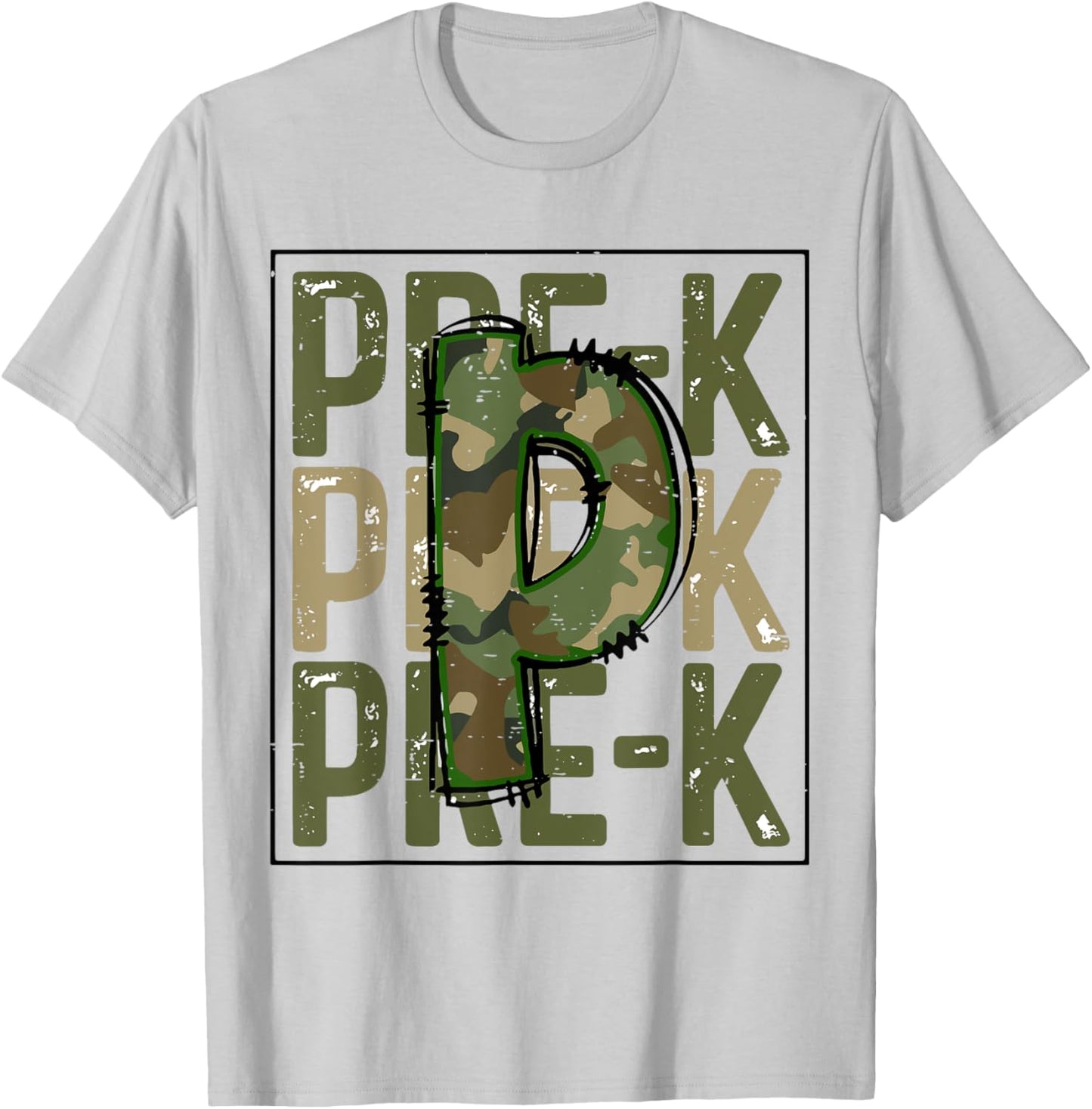 Cute Camo Pre K Back To School Funny Teacher Kid Preschool T-Shirt - T-Shirt | Ash