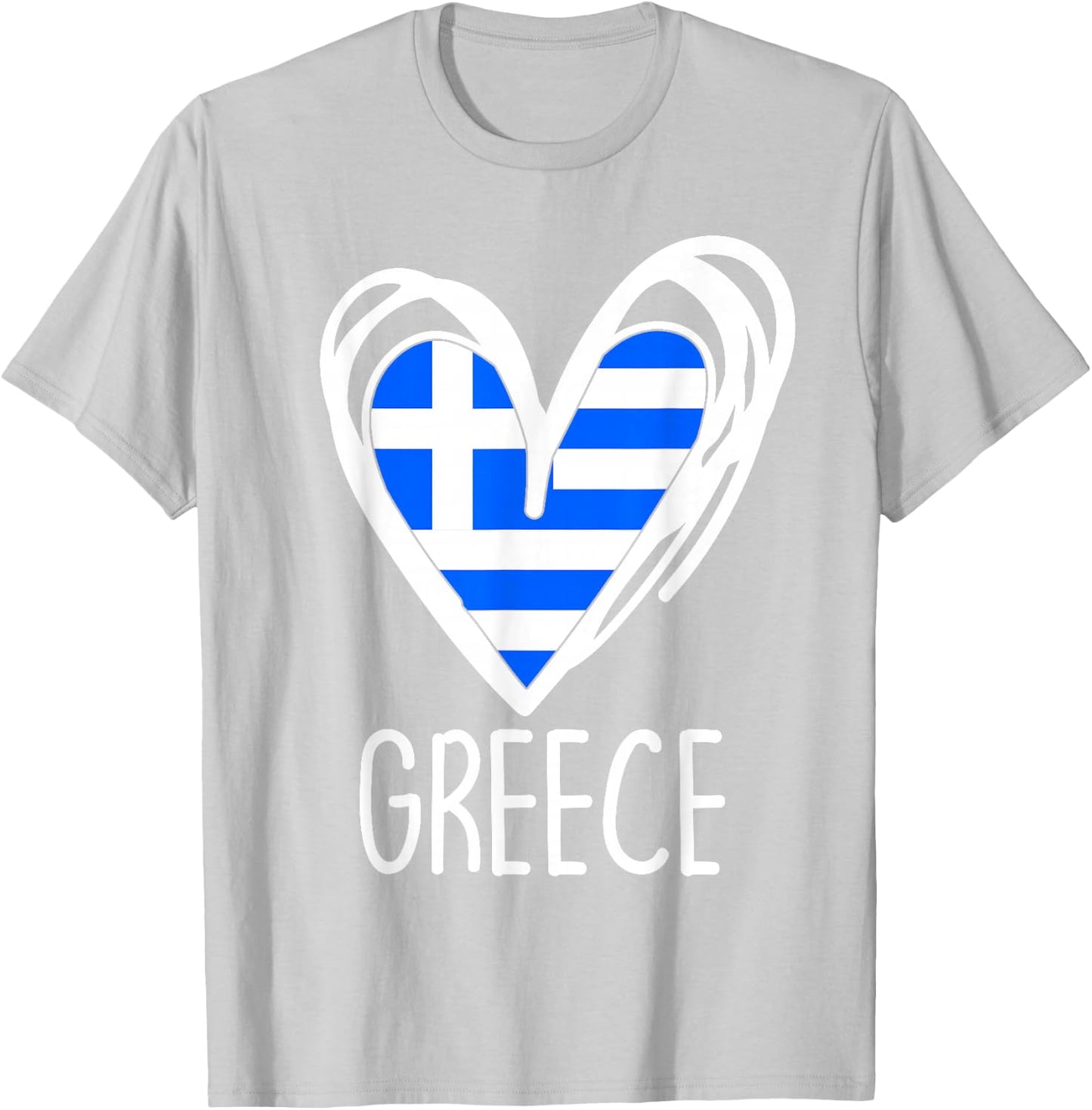 Greece Flag Heart Graphic Patriotic Greek Pride Kids Girl T-Shirt - T-Shirt | Ash