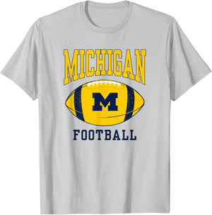 University of Michigan Wolverines U of M Football Ball T-Shirt - T-Shirt | Ash