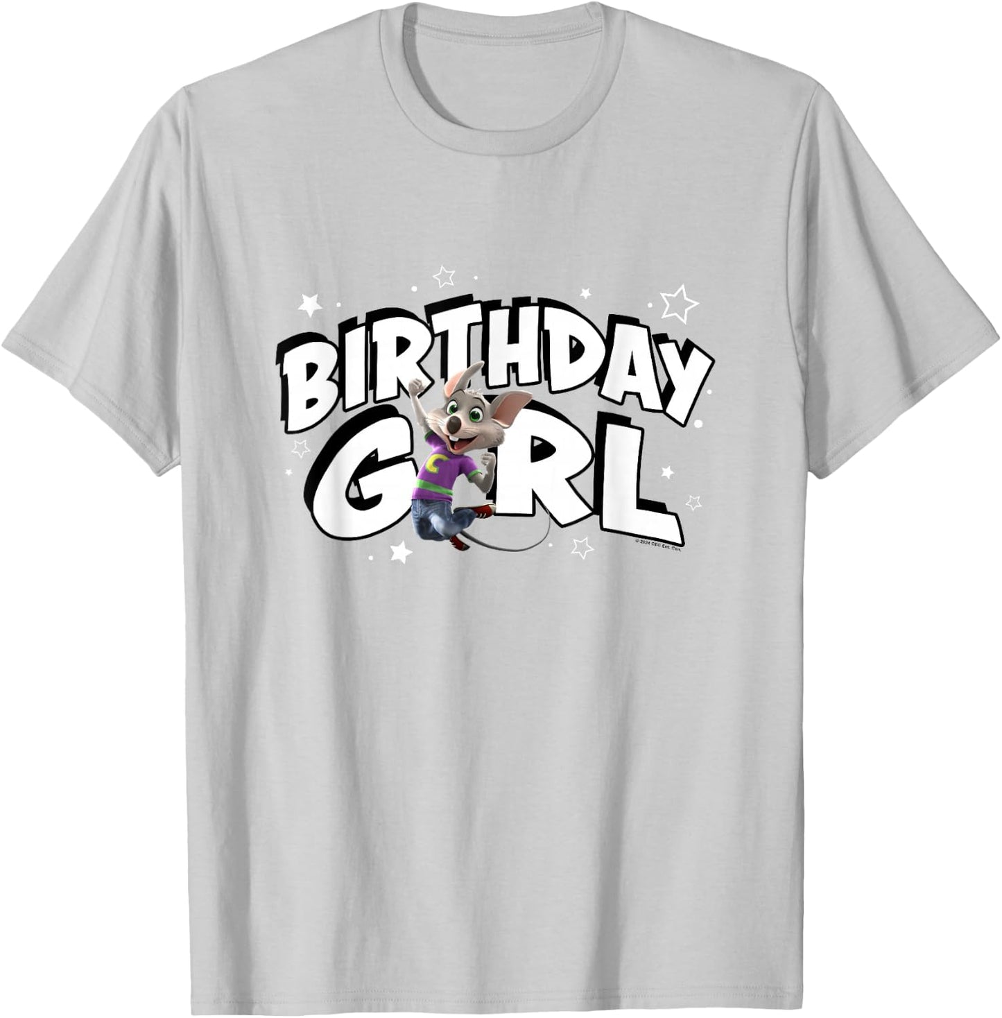 Chuck E. Cheese Birthday Girl Celebration Chuck Logo T-Shirt - T-Shirt | Ash