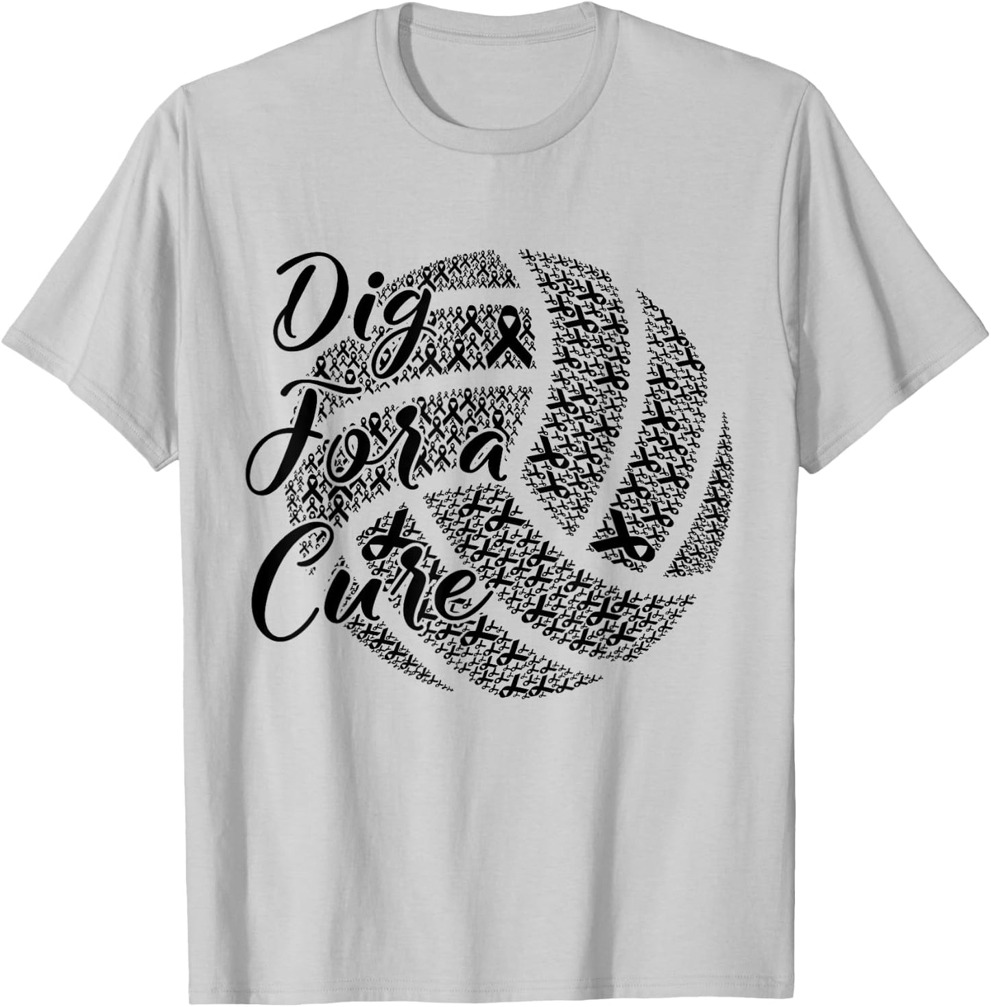 Dig For A Cure Breast Cancer Awareness Volleyball Pink T-Shirt - T-Shirt | Ash