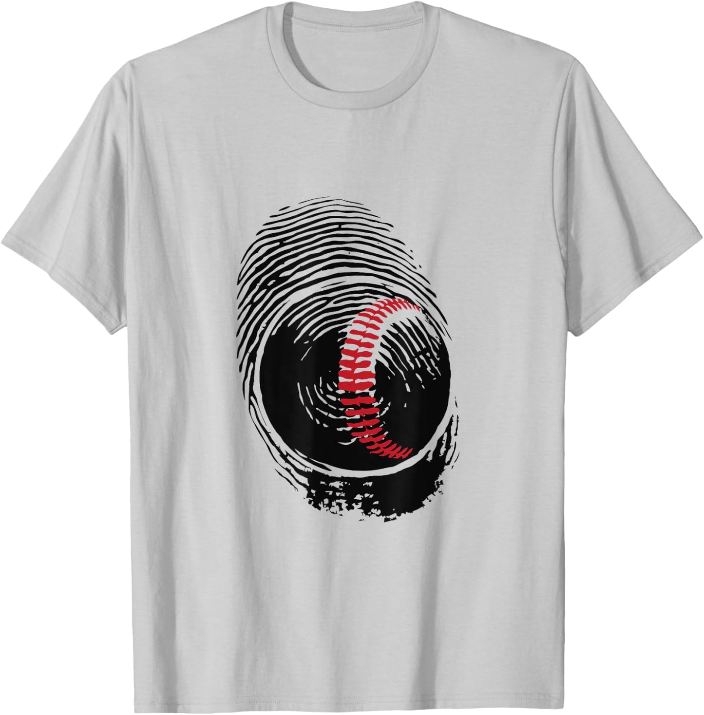 Baseball Fingerprint Cool Baseball Fan and Player Graphic T-Shirt - T-Shirt | Ash