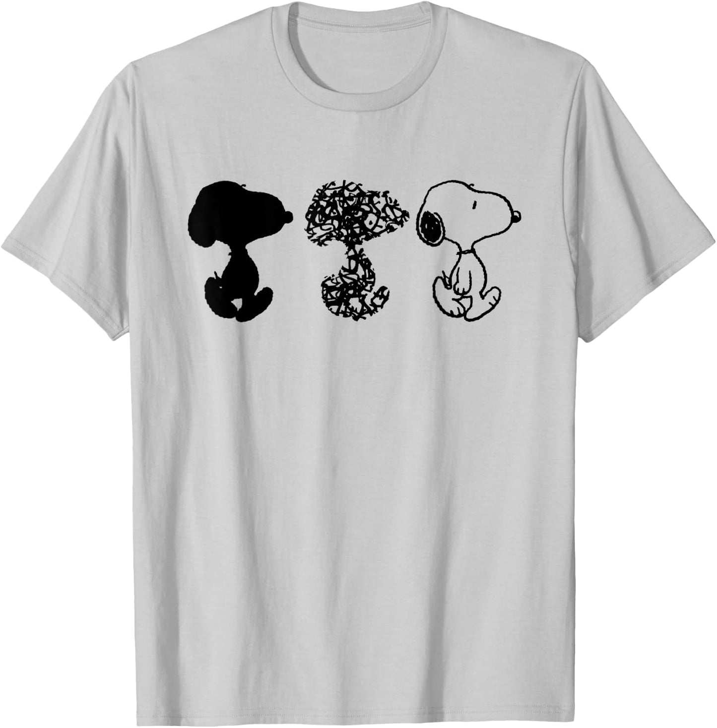 Peanuts Snoopy Black And White Trio T-Shirt - T-Shirt | Ash