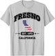 Fresno California CA Throwback USA Flag T-Shirt - T-Shirt | Ash