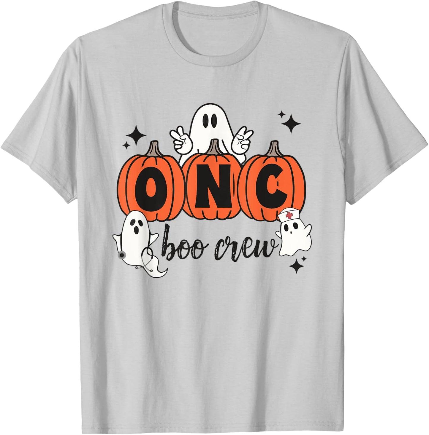 ONC Boo Crew Halloween Ghosts Pumpkin Spooky Oncology Crew T-Shirt - T-Shirt | Ash