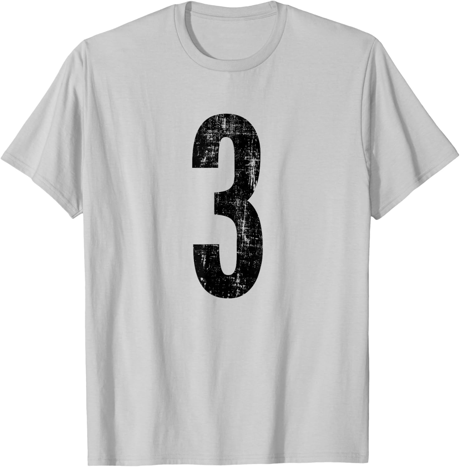 Number 3 Three Distressed Vintage Sports Summer Training Gym T-Shirt - T-Shirt | Ash
