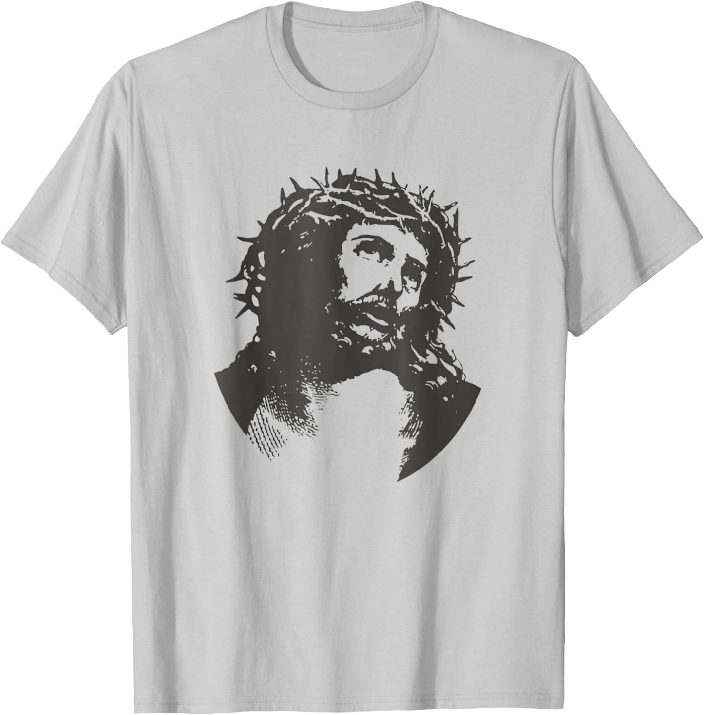 Face Of Jesus Christ Crown Of Thorns Catholic Faith T-Shirt - T-Shirt | Ash