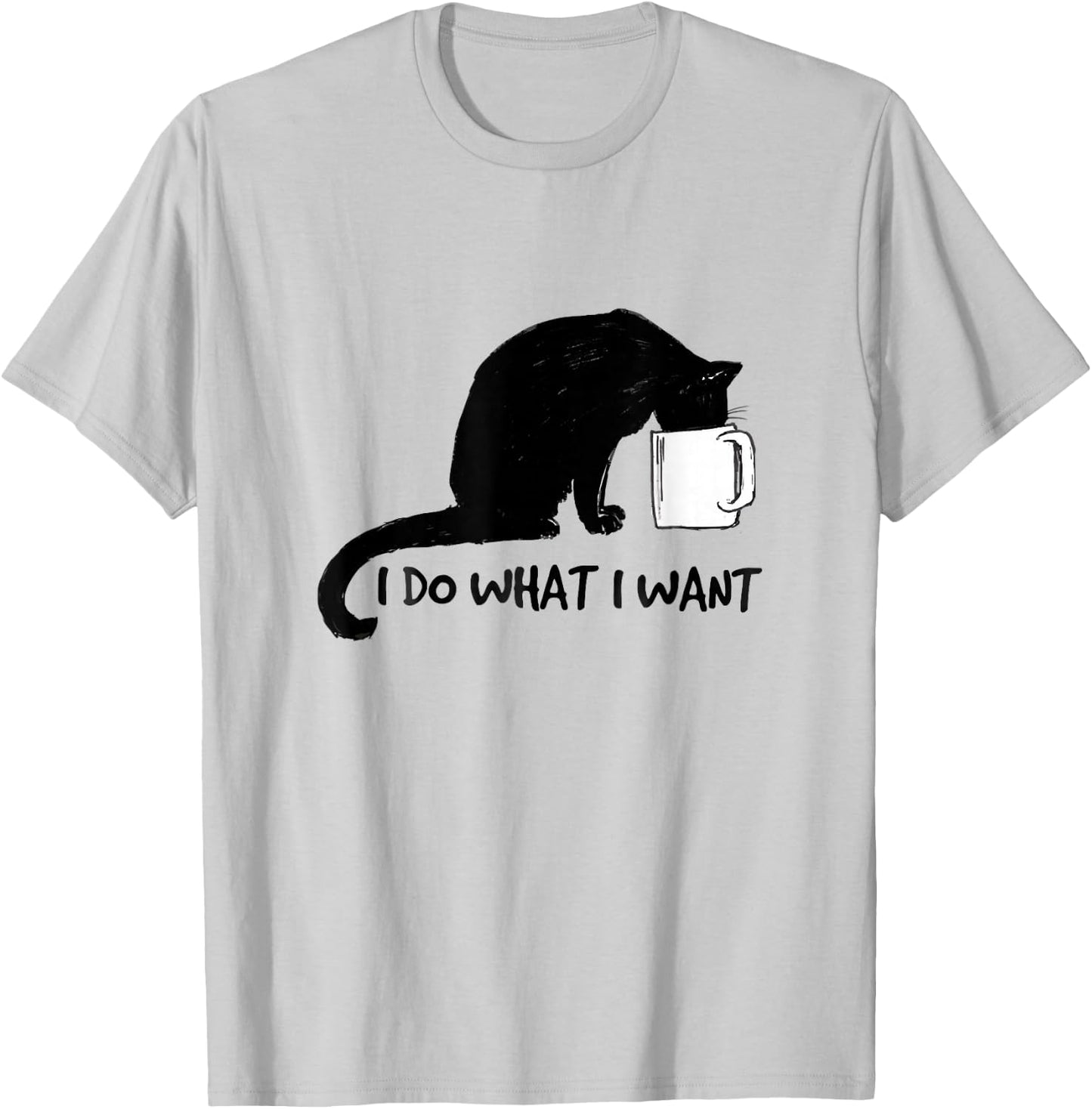 Black Cat Do What I Want Red Cup Funny My Cat T-Shirt - T-Shirt | Ash