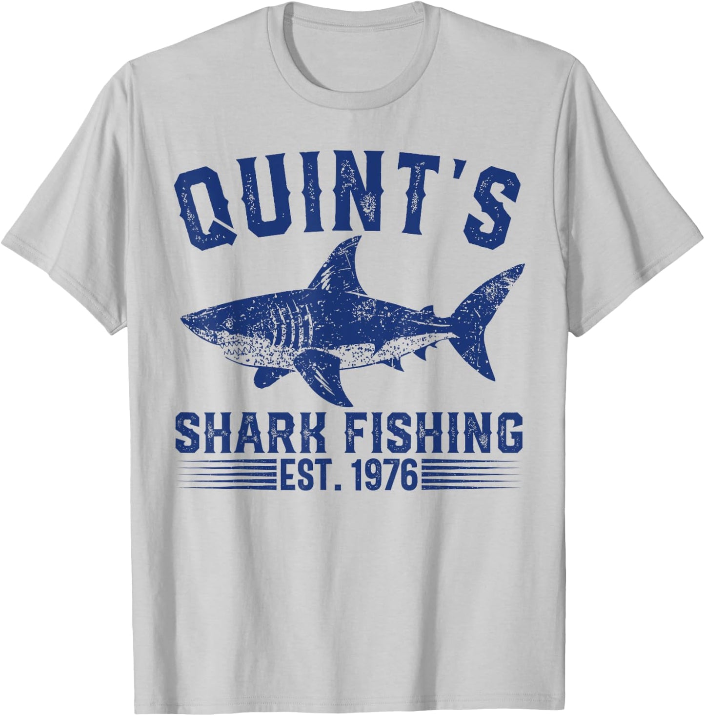 Vintage Quint's Shark Fishing 1976 Retro Fisher Birthday T-Shirt - T-Shirt | Ash