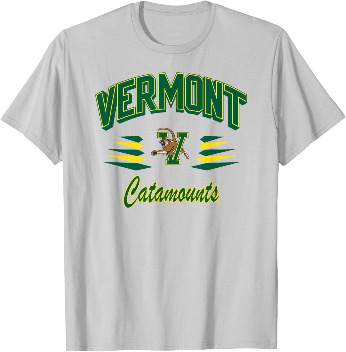 Vermont Catamounts Retro Diamond White Officially Licensed T-Shirt - T-Shirt | Ash