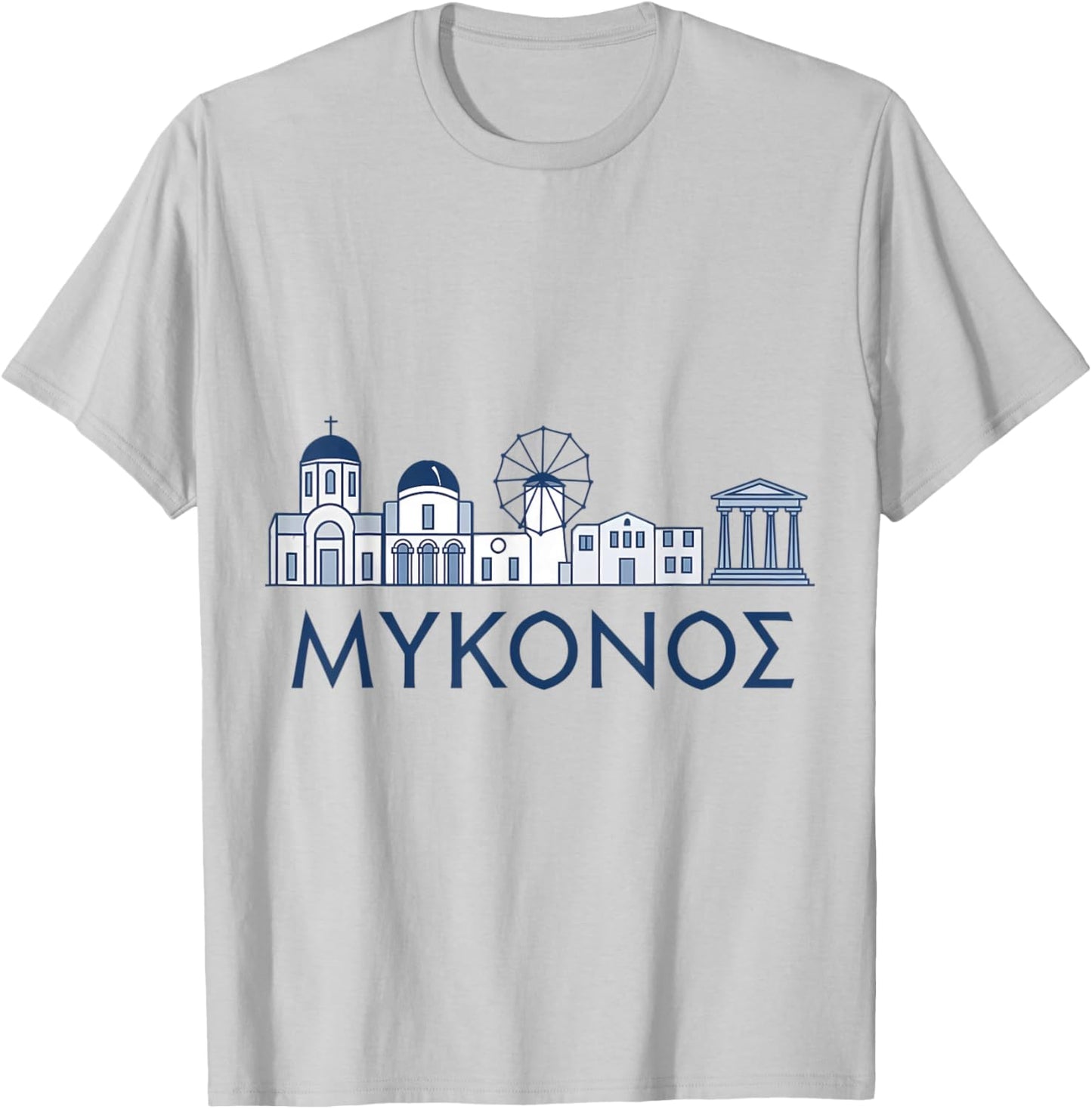 Mykonos Greek Island Greece Souvenir Scenic Scenery Hellas T-Shirt - T-Shirt | Ash