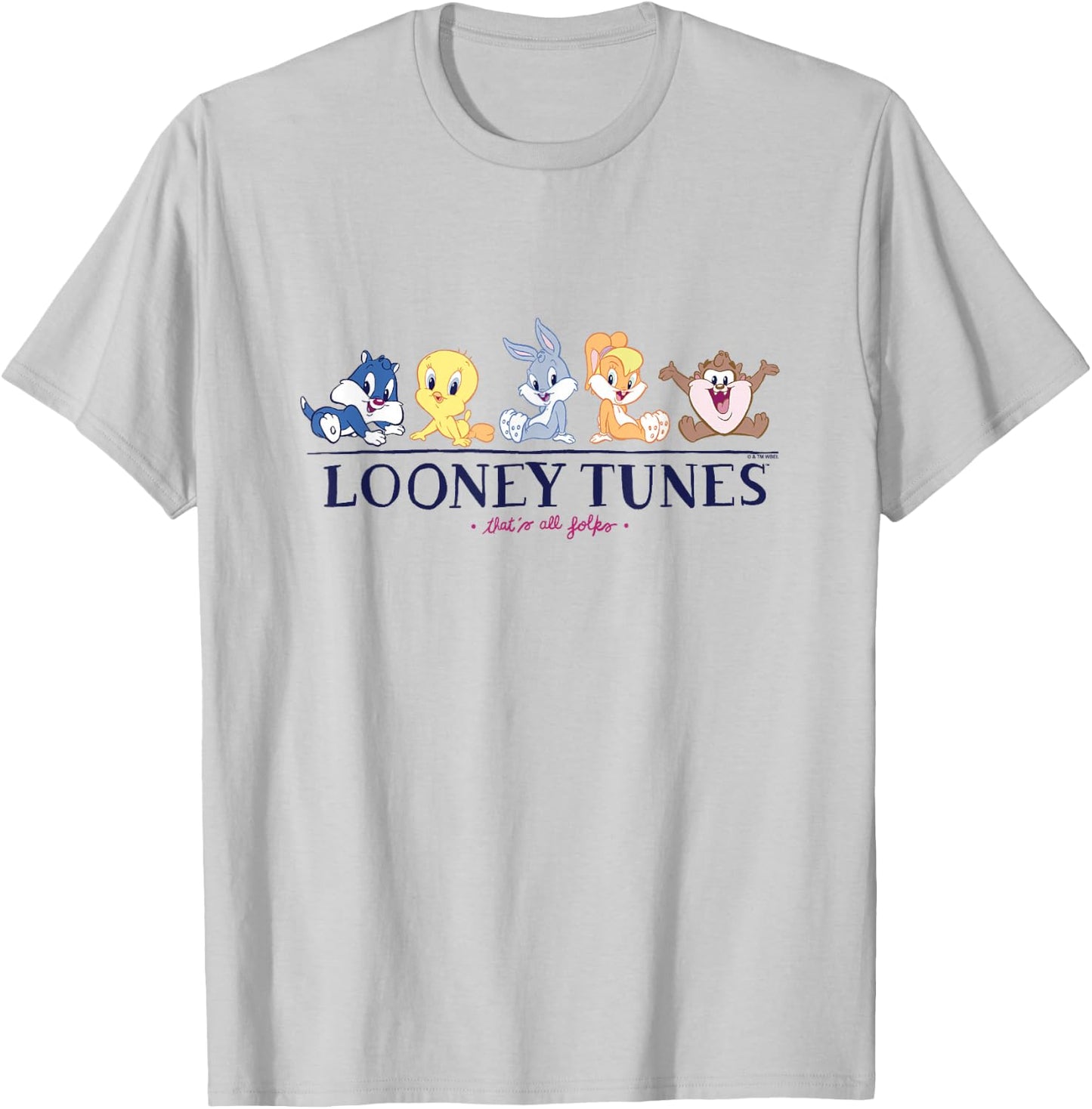 Looney Tunes Baby Looney Tunes That's All Folks Cute Lineup T-Shirt - T-Shirt | Ash