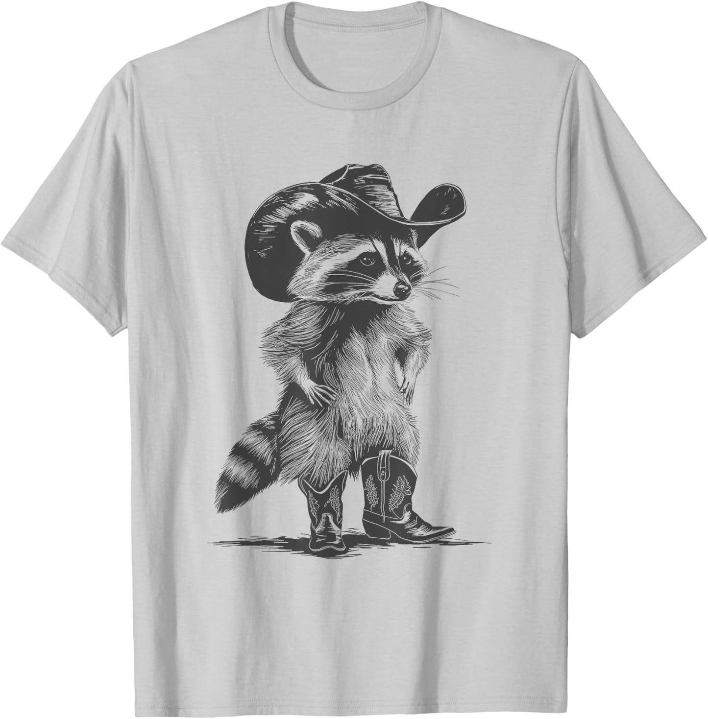 Racoon Cowboy Funny Racoon Graphic Meme Men Women T-Shirt - T-Shirt | Ash