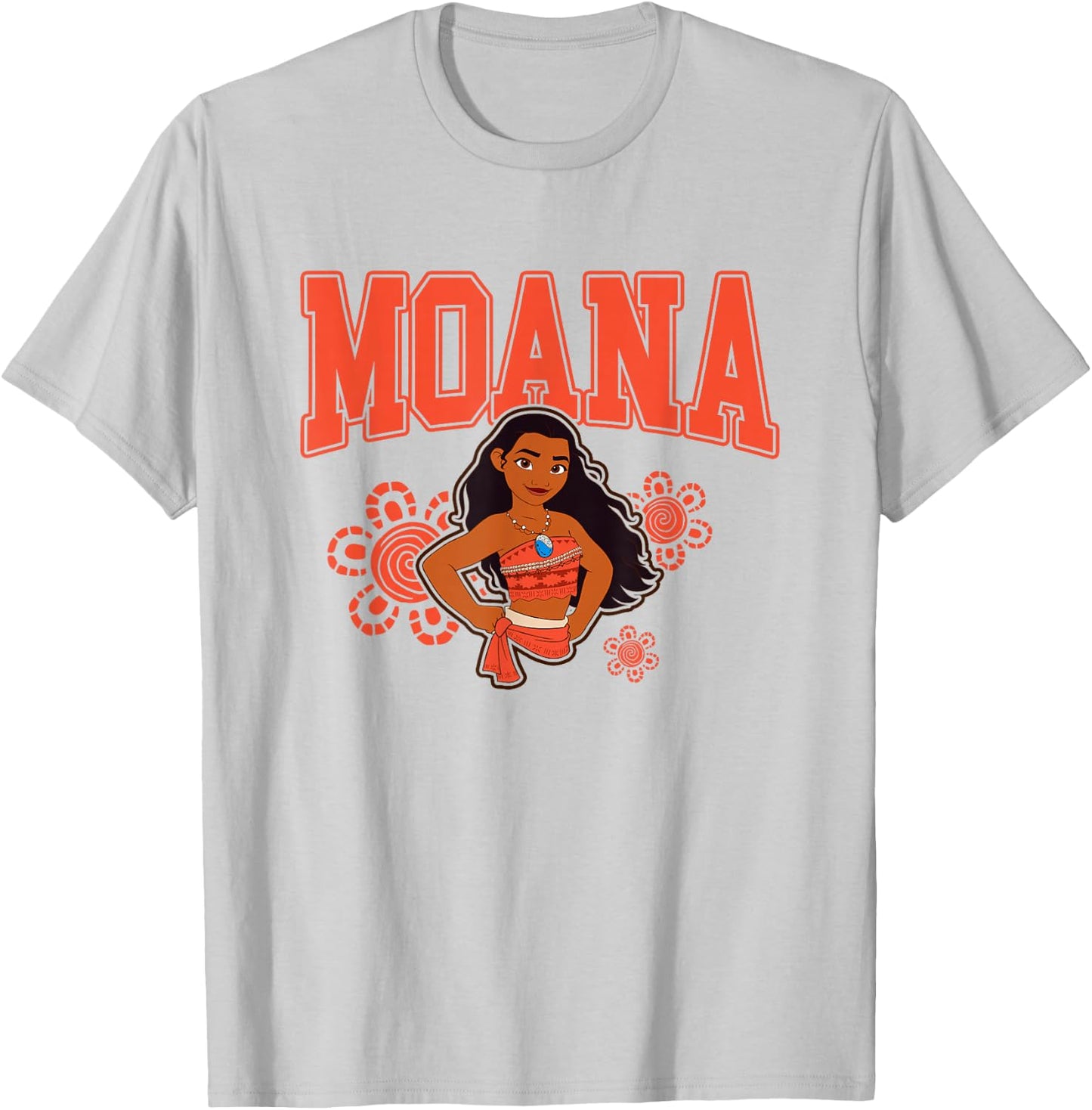 Disney Moana Brave Pose Big Chest Collegiate Chest Text Logo T-Shirt - T-Shirt | Ash