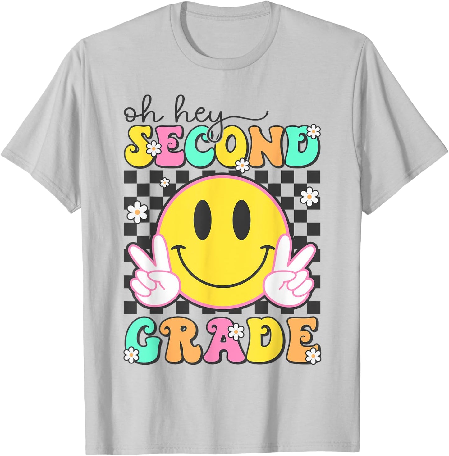 Oh Hey Second Grade Shirt Back To School Groovy 2nd Grade T-Shirt - T-Shirt | Ash
