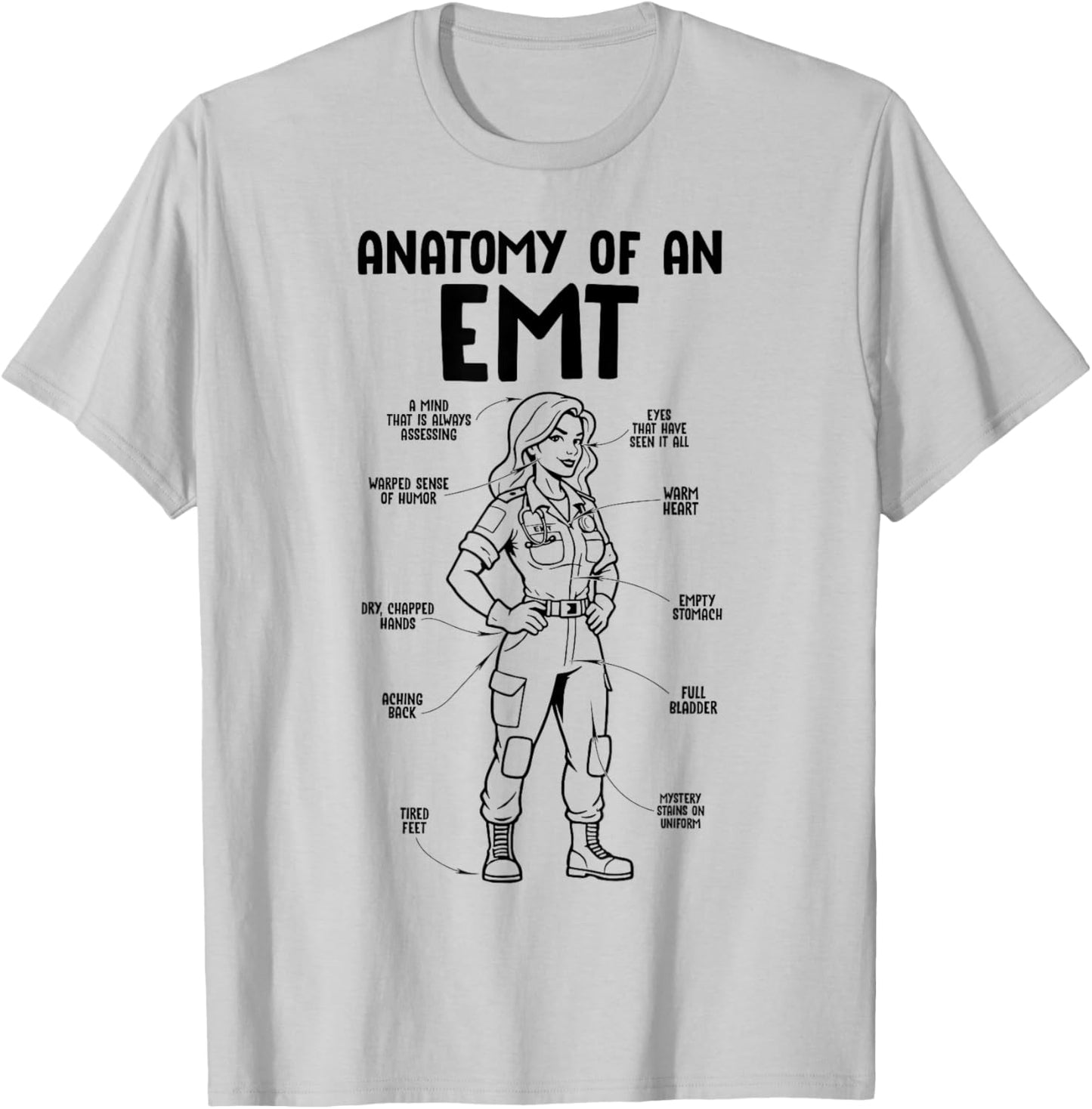 EMT Anatomy Funny EMT Girls T-Shirt - T-Shirt | Ash