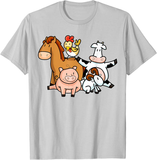 Farmer Animals Children Shirt | Cool Young Barn Animals Gift T-Shirt - T-Shirt | Ash