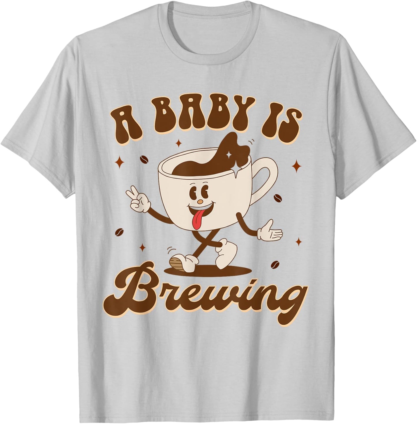 Pregnancy Announcement Mommy To Be Coffee A Baby Is Brewing T-Shirt - T-Shirt | Ash