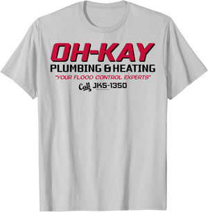 Home Alone Oh-Kay Plumbing & Heating Logo T-Shirt - T-Shirt | Ash
