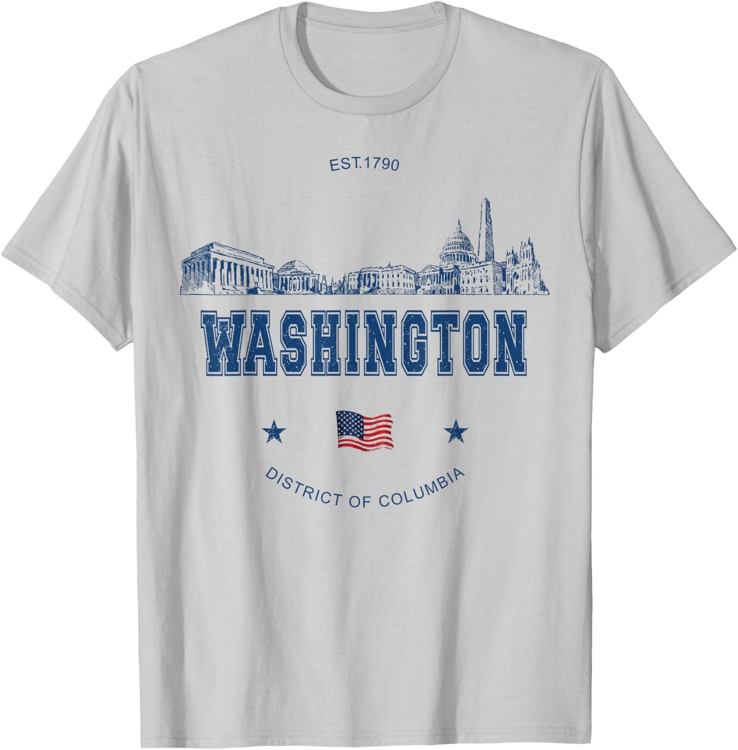 Washington DC Skyline Vintage T-Shirt - T-Shirt | Ash