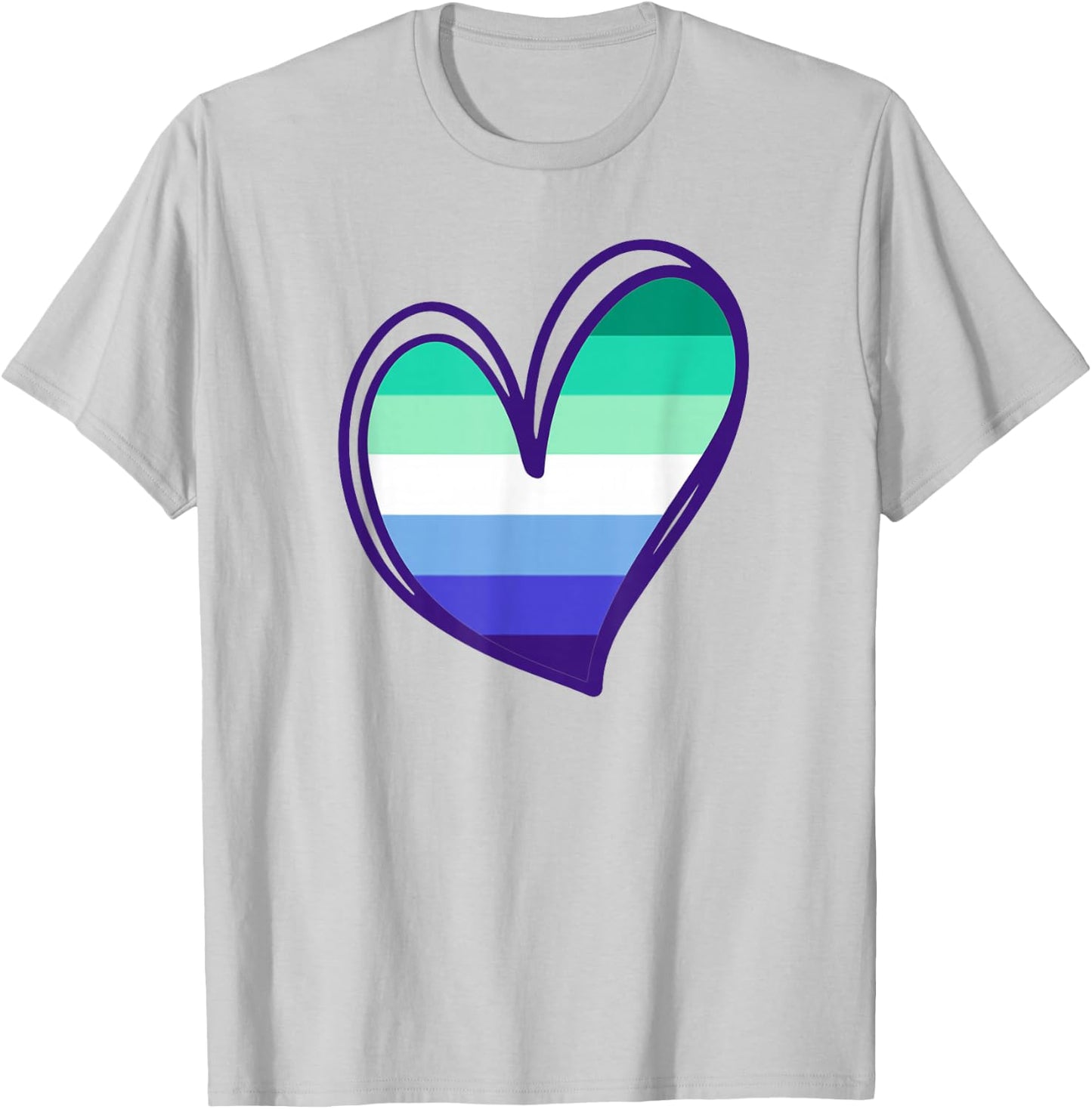 MLM Flag With Heart Man Loving Man Gay Vincian MLM Pride T-Shirt - T-Shirt | Ash