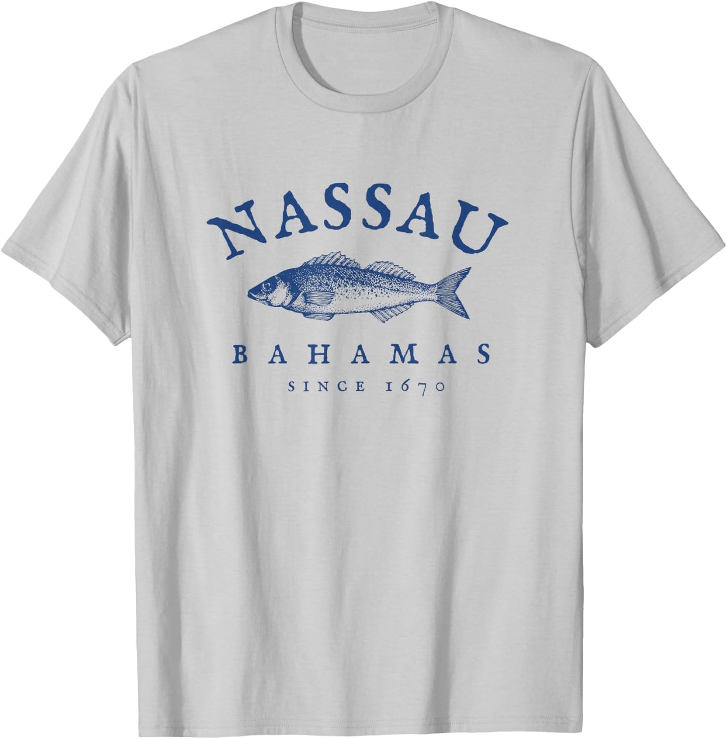 Retro Nassau Bahamas Fishing T-Shirt - T-Shirt | Ash