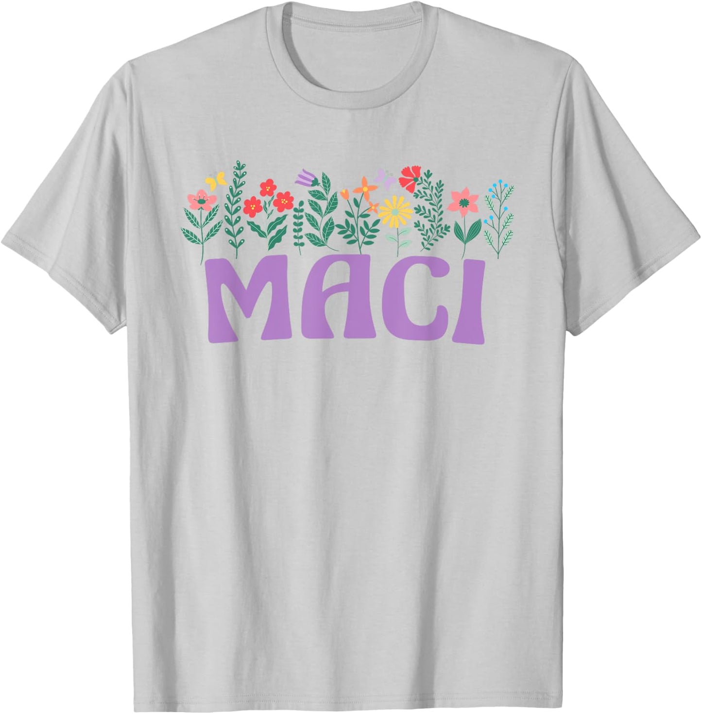Wildflower Floral Maci First Name Mother's Day Women T-Shirt - T-Shirt | Ash