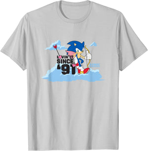 Sonic The Hedgehog Valentine's Day Lovin' It Since 91 Poster T-Shirt - T-Shirt | Ash