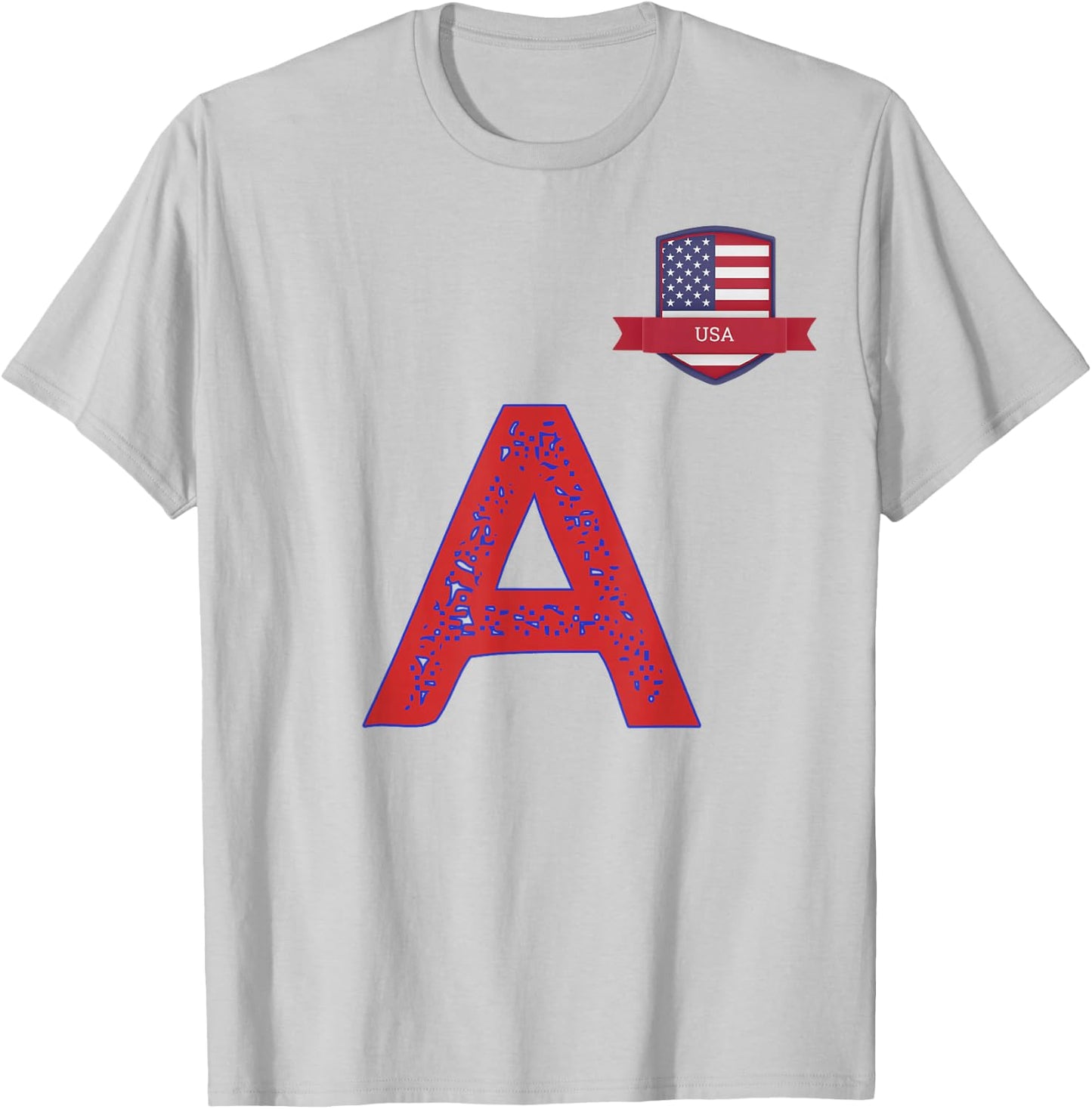 USA Human-Flag Letter A American USA Red T-Shirt - T-Shirt | Ash