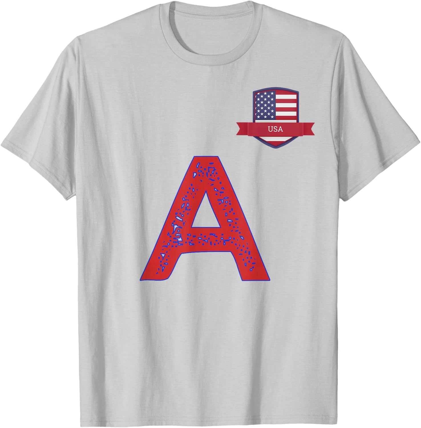 USA Human-Flag Letter A American USA Red T-Shirt - T-Shirt | Ash