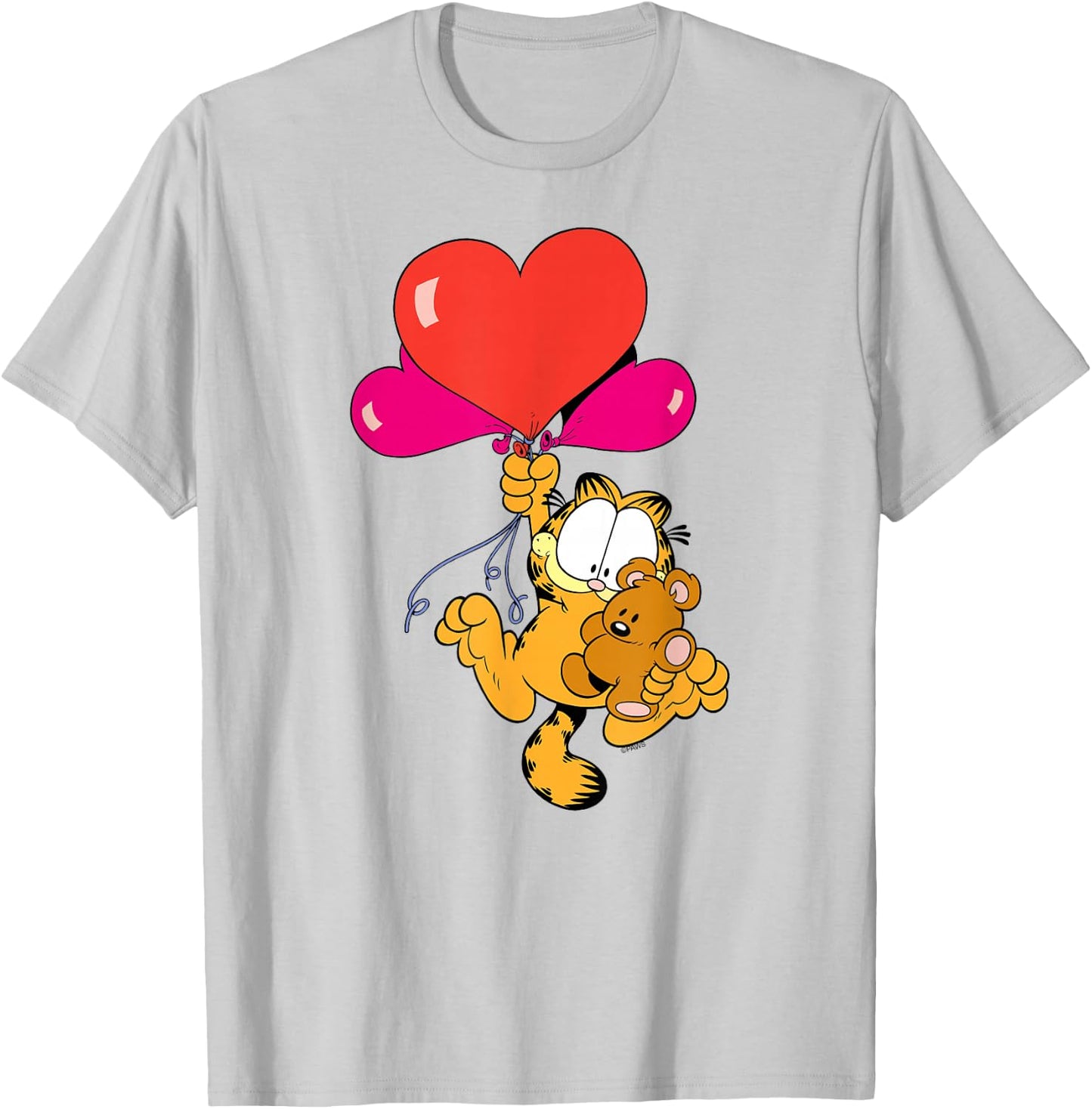 Garfield Heart Balloons with Pooky Valentine's Day Cat T-Shirt - T-Shirt | Ash